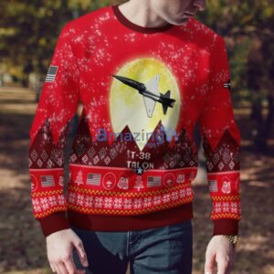 T 38 Talon T38 Aircraft Moonlight Red Color Ugly Christmas Sweater Christmas Gift image T-38 Talon T38 Aircraft Moonlight Red Color Ugly Christmas Sweater Christmas Gift Product Photo 4