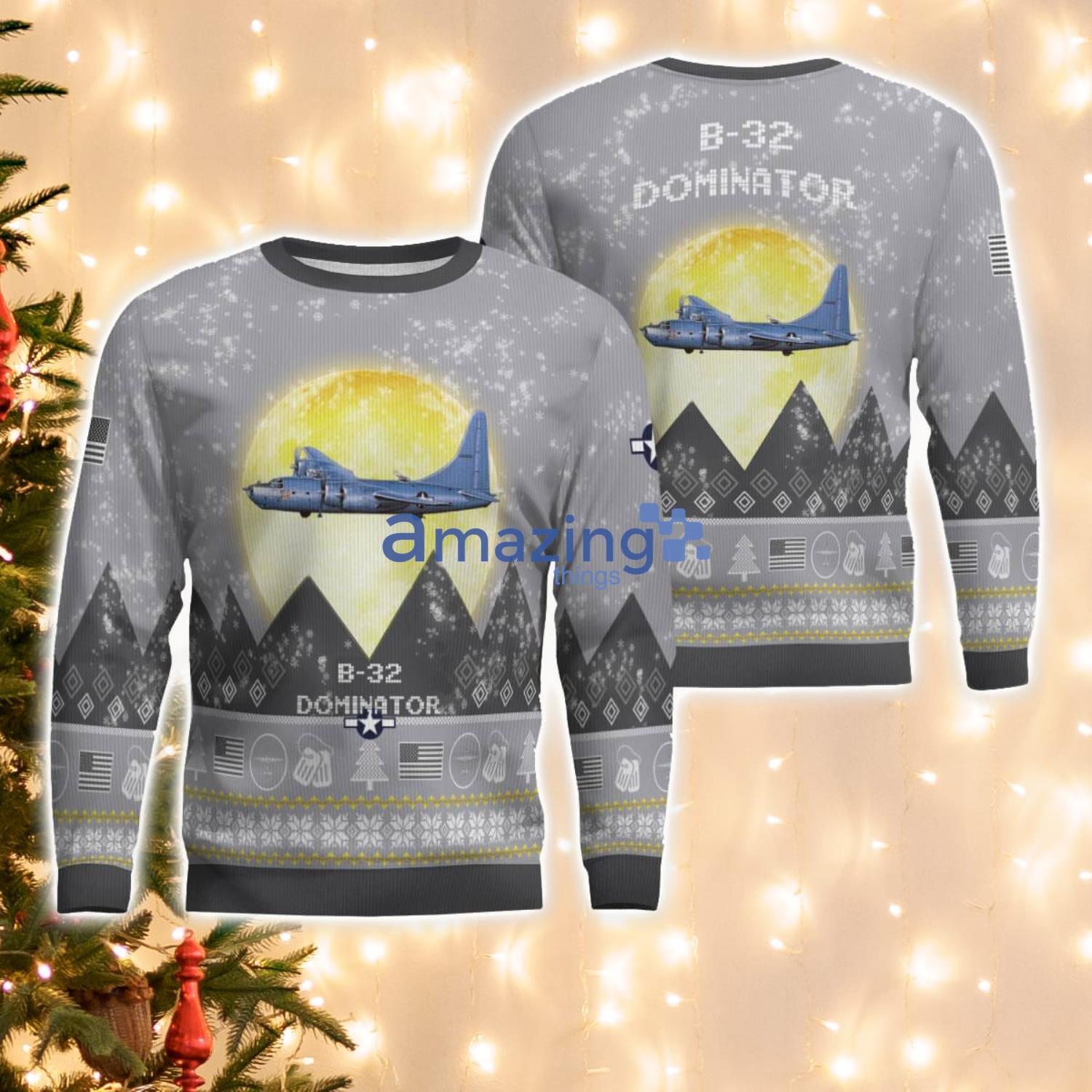 B-32 Dominator B32 Aircraft Moonlight And Mountain Pattern Ugly Christmas Sweater Aircraft Lovers Christmas Gift B-32 Dominator B32 Aircraft Moonlight And Mountain Pattern Ugly Christmas Sweater Aircraft Lovers Christmas Gift Product Photo 1