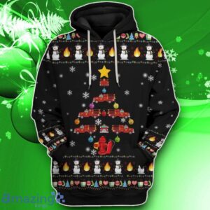 3D Firefighter Truck Tree Ugly Christmas Sweater Impressive Gift Custom Hoodie Apparel Product Photo 1