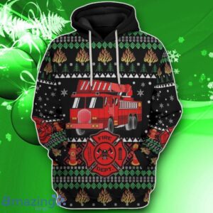 3D Firefighter Truck Ugly Christmas Sweater Impressive Gift Custom Hoodie Apparel Product Photo 1