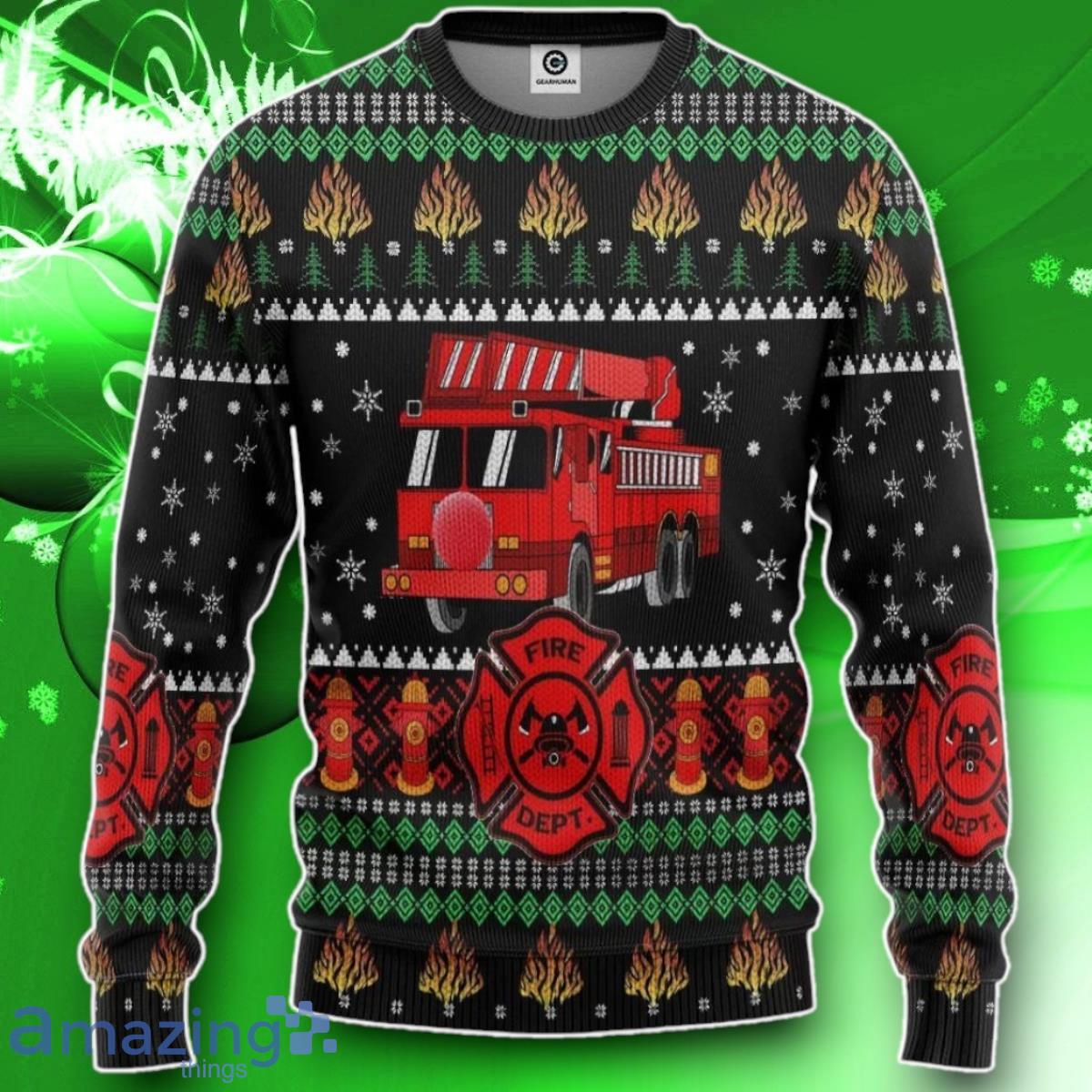 3D Firefighter Truck Ugly Christmas Sweater Impressive Gift Custom Sweatshirt Apparel image 3D Firefighter Truck Ugly Christmas Sweater Impressive Gift Custom Sweatshirt Apparel Product Photo 1