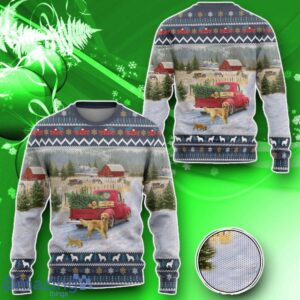 3D Golden Retriever Red Truck Christmas Custom Ugly Sweater Impressive Gift image 3D Golden Retriever Red Truck Christmas Custom Ugly Sweater Impressive Gift Product Photo 2