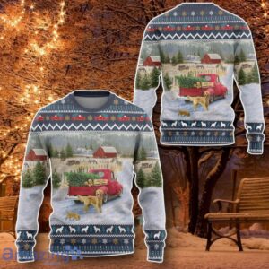 3D Golden Retriever Red Truck Christmas Custom Ugly Sweater Special Gift For Loved Ones image 3D Golden Retriever Red Truck Christmas Custom Ugly Sweater Special Gift For Loved Ones Product Photo 2