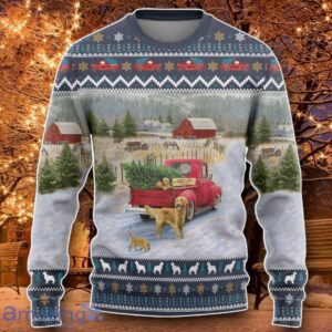 3D Golden Retriever Red Truck Christmas Custom Ugly Sweater Special Gift For Loved Ones Product Photo 1