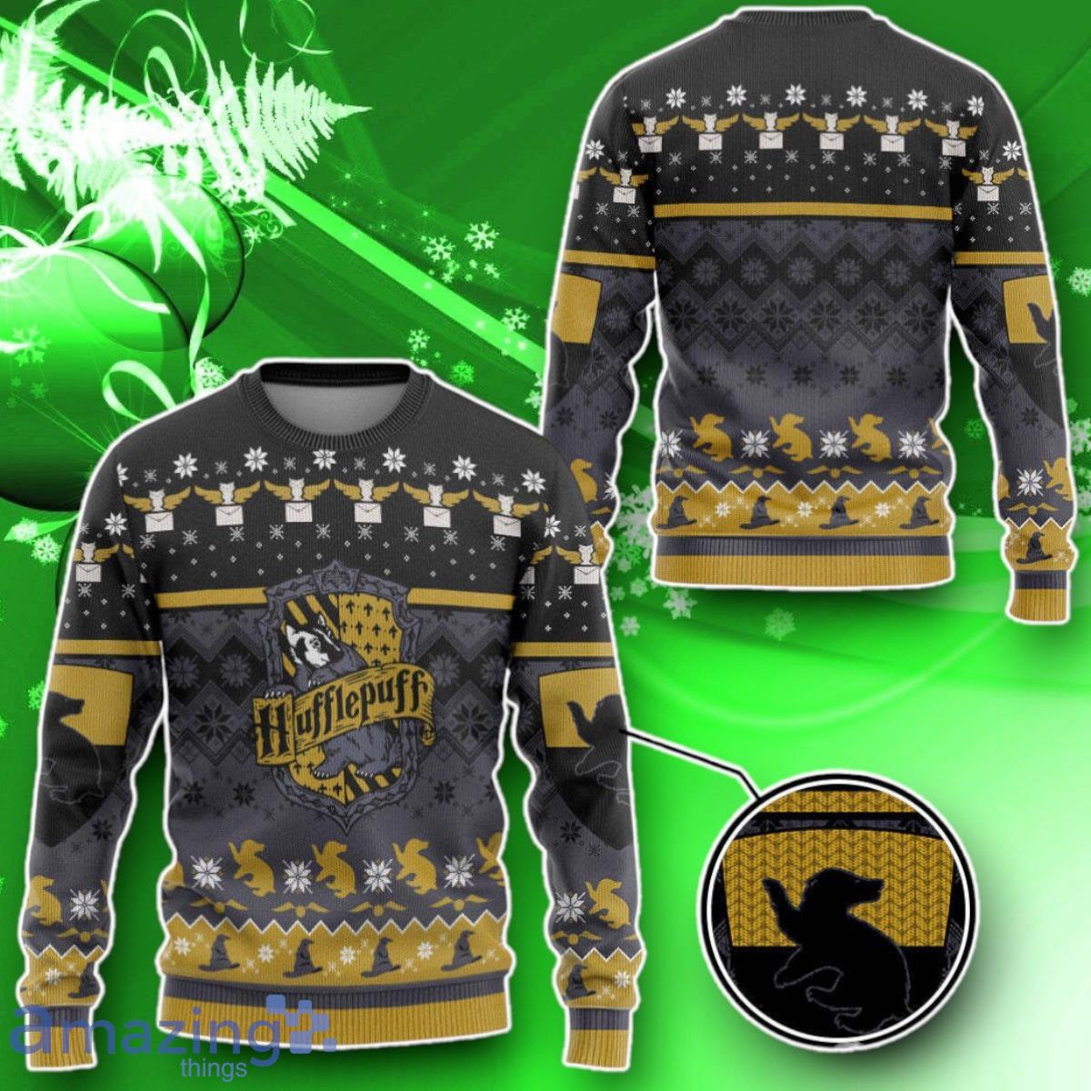 3D H.P Hufflepuff Ugly Christmas Custom Ugly Sweater Impressive Gift image 3D H.P Hufflepuff Ugly Christmas Custom Ugly Sweater Impressive Gift Product Photo 2