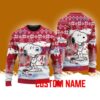 Alabama Crimson Tide NCAA Snoopy Cute Christmas Ugly Sweater 3D Gift For Fans Custom Name
