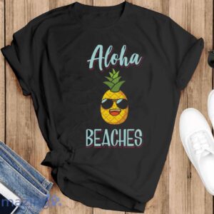 Aloha Beaches Shirt, Beach T-Shirt, Beach Pineapple Tee Shirt - Black T-Shirt