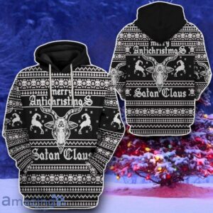 Antichristmas Satan Claus Ugly Christmas Sweater Style Gift Custom Hoodie Product Photo 2