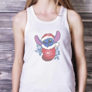 Atlanta Hawks Christmas Stitch In The Sock Funny Christmas NBA T-Shirt - White Ladies Tank Top