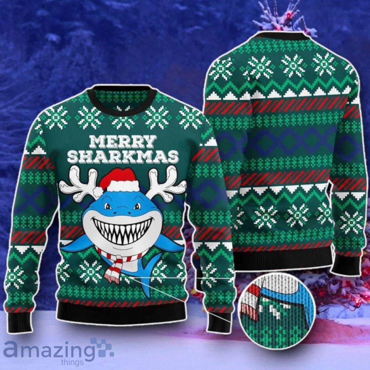 Baby Shark Merry Sharkmas Christmas Gift Ugly Christmas Sweater Style Gift image Baby Shark Merry Sharkmas Christmas Gift Ugly Christmas Sweater Style Gift Product Photo 1