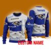 Baltimore Ravens NFL Custom Name Christmas Ugly Sweater 3D For Men Women