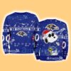 Baltimore Ravens NFL Snoopy and Woodstock Cute Personalized Number Christmas Ugly Sweater New Gift Limited Edition