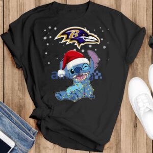 Baltimore Ravens NFL Stitch Merry Christmas T Shirt Product Photo 2