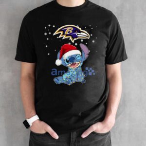 Baltimore Ravens NFL Stitch Merry Christmas T Shirt Product Photo 3