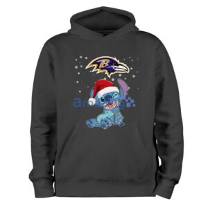 Baltimore Ravens NFL Stitch Merry Christmas T Shirt Product Photo 1