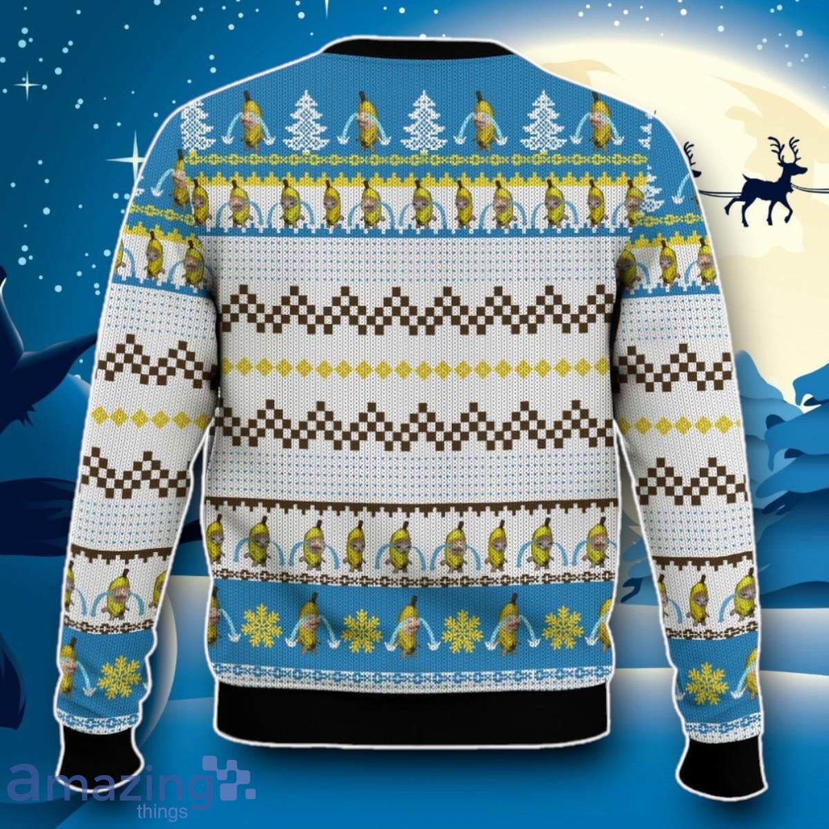 Banana Cat Crying Christmas Ugly 3D Sweater Impressive Gift image Banana Cat Crying Christmas Ugly 3D Sweater Impressive Gift Product Photo 2