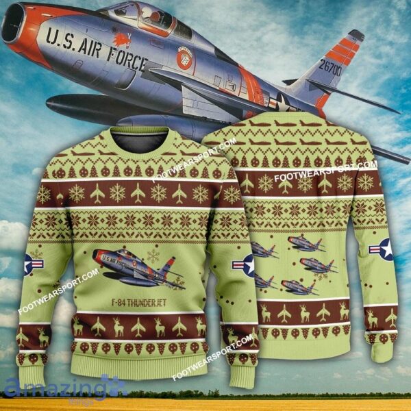 BEST F-84 Thunderjet F84 Aircraft US Air Force Sweater AOP For Men Women - BEST F-84 Thunderjet F84 Aircraft US Air Force Sweater AOP For Men Women