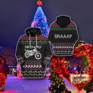 Biker Dad Braaap Ugly Christmas 3D Sweater Tshirt Hoodie Apparel Best Gift Product Photo 2