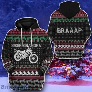 Biker Grandpa Braaap Ugly Christmas Sweater Style Gift Tshirt Hoodie Product Photo 2