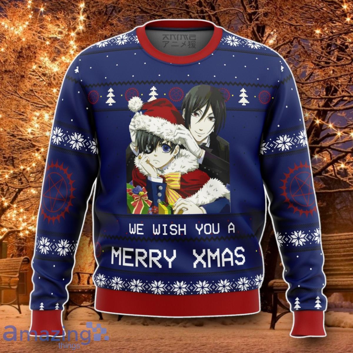 Black Butler Merry Xmas Ugly Christmas Sweater Special Gift For Loved Ones image Black Butler Merry Xmas Ugly Christmas Sweater Special Gift For Loved Ones Product Photo 1
