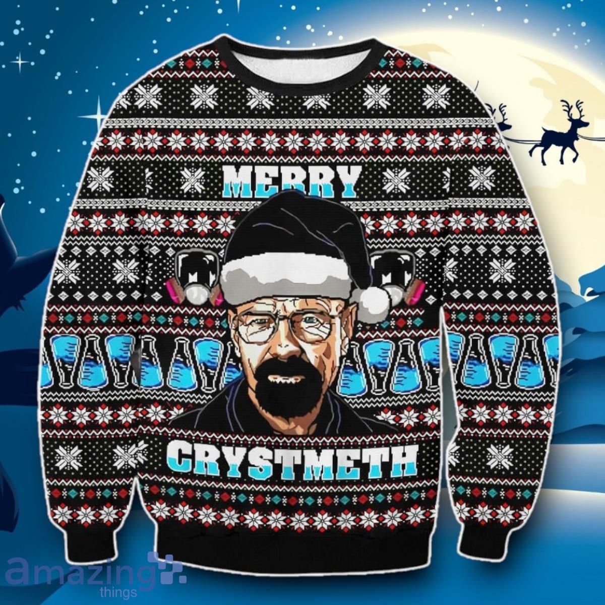 Breaking Bad Merry Crystmeth Ugly 3D Sweater Impressive Gift image Breaking Bad Merry Crystmeth Ugly 3D Sweater Impressive Gift Product Photo 1