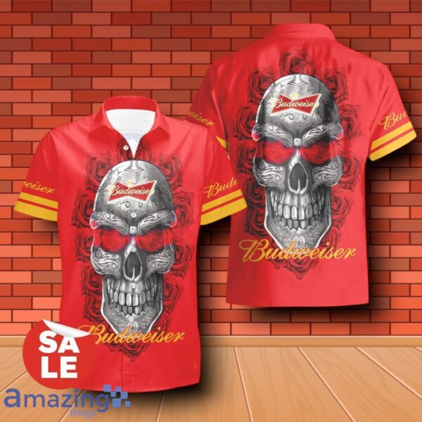 Budweiser Beer Sukull Rose 3D Hawaiian Shirt & Shorts For Men Women Product Photo 2