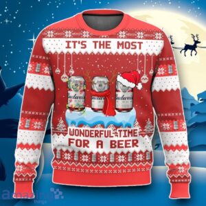 Budweiser It’s The Most Wonderful Time For A Beer Ugly 3D Sweater Impressive Gift Product Photo 1