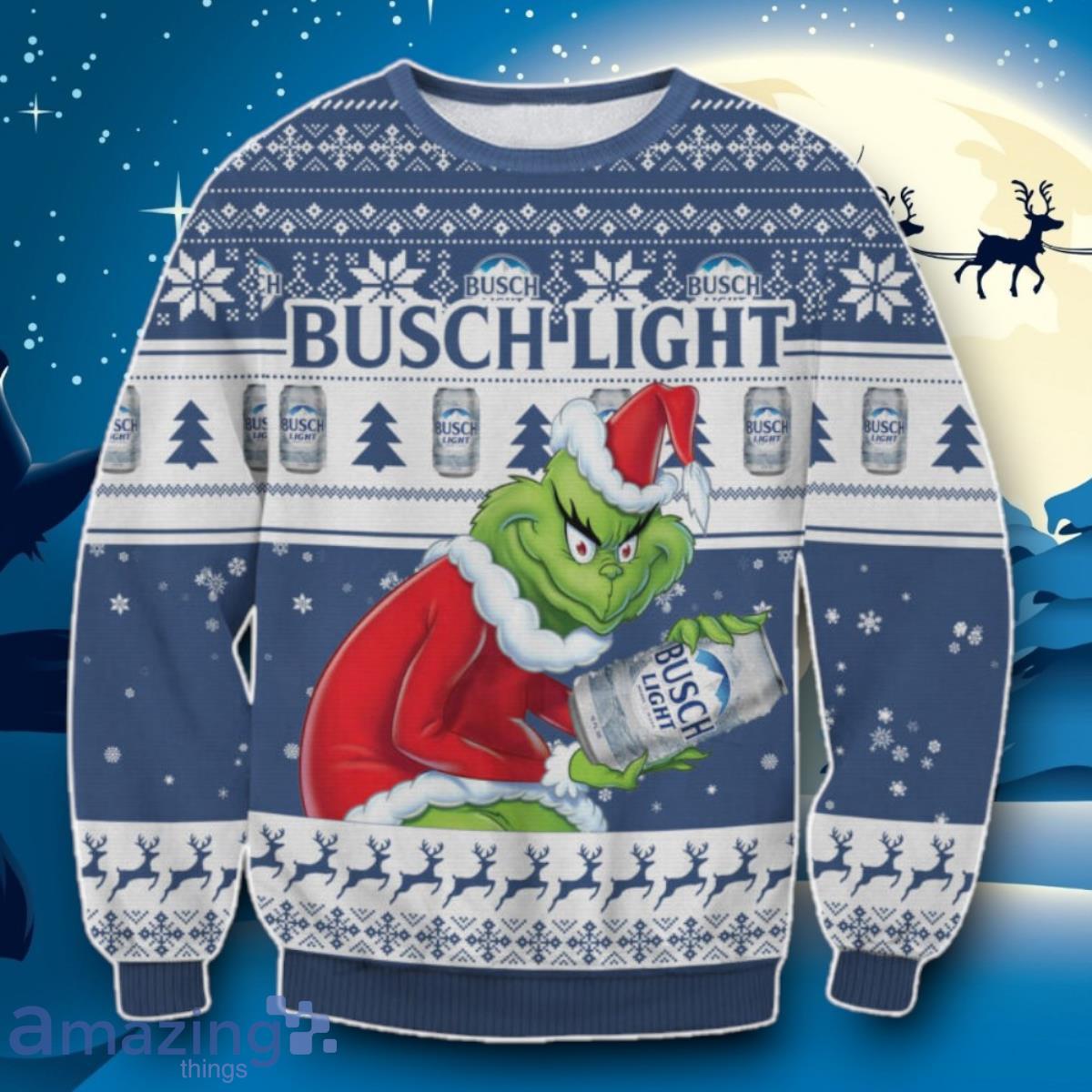 Busch Light Grinch Ugly 3D Sweater Impressive Gift image Busch Light Grinch Ugly 3D Sweater Impressive Gift Product Photo 1
