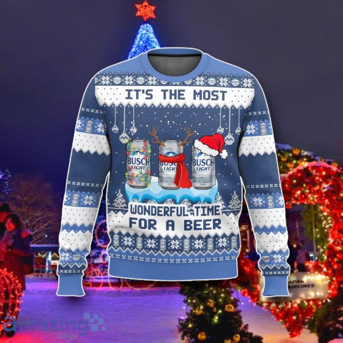 Busch Light It’s The Most Wonderful Time For A Beer Ugly 3D Sweater Best Gift image Busch Light It’s The Most Wonderful Time For A Beer Ugly 3D Sweater Best Gift Product Photo 1