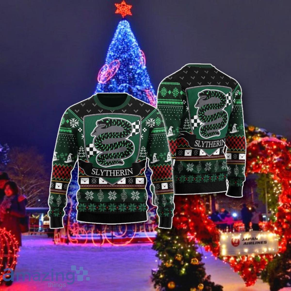 C Slytherin Round The Christmas Tree Christmas 3D Sweater Best Gift image C Slytherin Round The Christmas Tree Christmas 3D Sweater Best Gift Product Photo 1