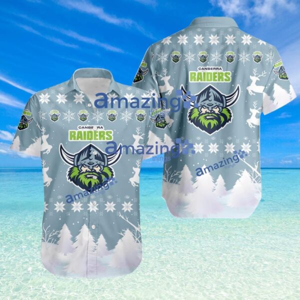 Canberra Raiders NRL Snow Pine Christmas Tropical Hawaiian Shirt Product Photo 1