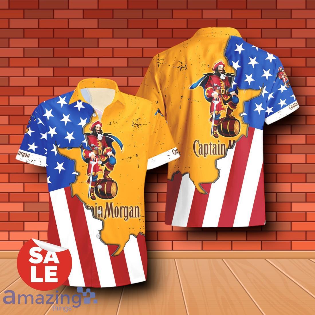 Captain Morgan USA Flag Aloha Summer Beach Combo Hawaiian Shirt & Shorts For Men Women image Captain Morgan USA Flag Aloha Summer Beach Combo Hawaiian Shirt & Shorts For Men Women Product Photo 2