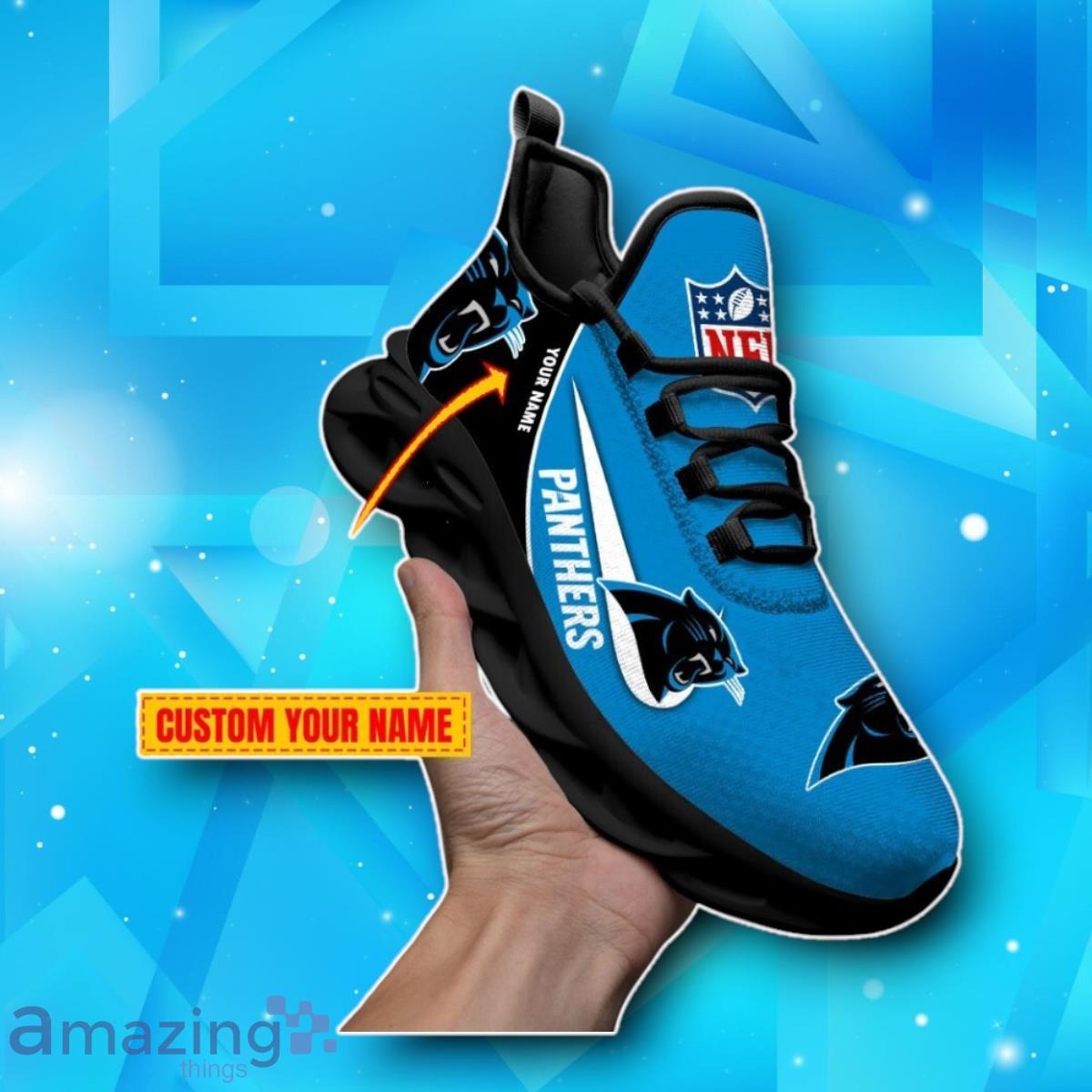 Carolina Panthers Custom Name Luxury NFL Max Soul Shoes Luxury Gift image Carolina Panthers Custom Name Luxury NFL Max Soul Shoes Luxury Gift Product Photo 1