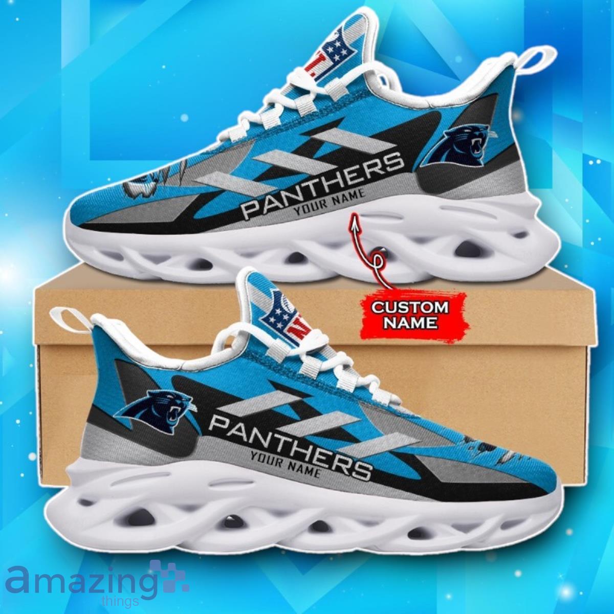 Carolina Panthers Custom Name NFL Max Soul Sneaker Luxury Gift image Carolina Panthers Custom Name NFL Max Soul Sneaker Luxury Gift Product Photo 1