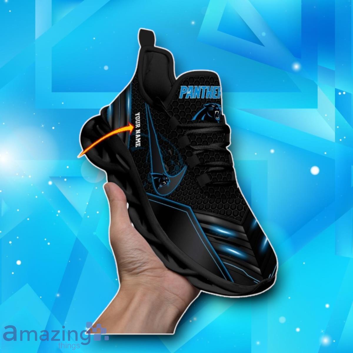Carolina Panthers Custom Name NFL Neon Light Max Soul Shoes Luxury Gift image Carolina Panthers Custom Name NFL Neon Light Max Soul Shoes Luxury Gift Product Photo 2
