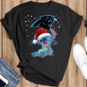 Carolina Panthers NFL Stitch Merry Christmas T Shirt Product Photo 2