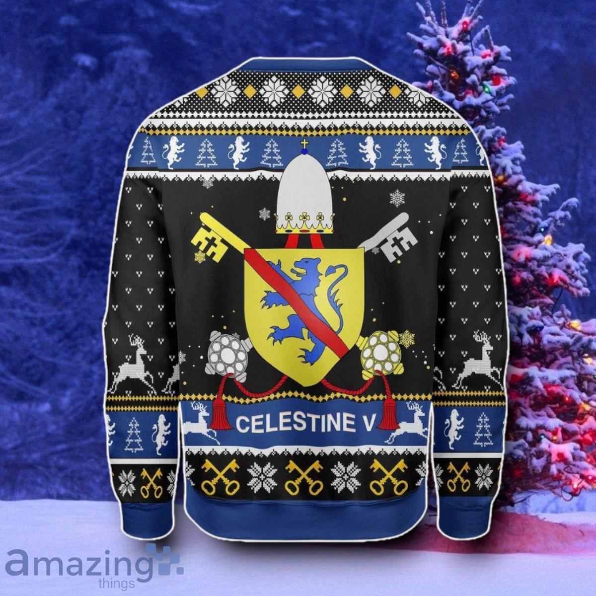 Celestine V Coat Of Arms Christmas Sweater Style Gift image Celestine V Coat Of Arms Christmas Sweater Style Gift Product Photo 2