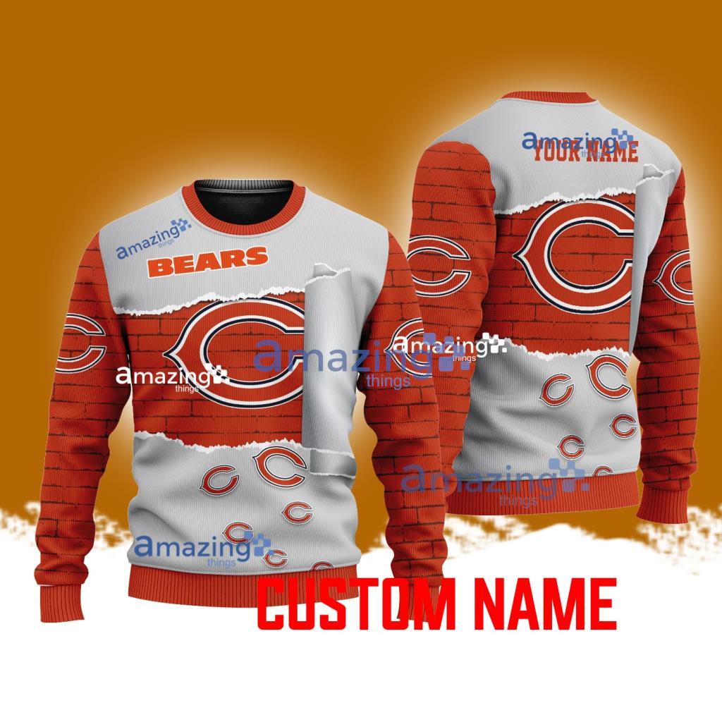 Chicago Bears NFL Custom Name Christmas Ugly Sweater 3D For Men Women image Chicago Bears NFL Custom Name Christmas Ugly Sweater 3D For Men Women Product Photo 1