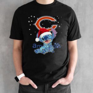 Chicago Bears NFL Stitch Merry Christmas T Shirt Product Photo 3