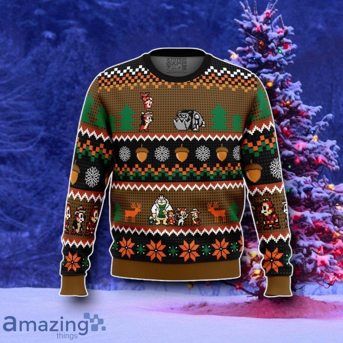 Chip ‘n Dale Christmas Rangers Ugly Christmas Sweater Style Gift image Chip ‘n Dale Christmas Rangers Ugly Christmas Sweater Style Gift Product Photo 1