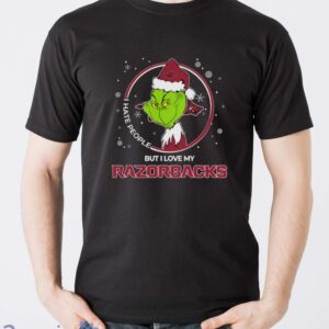 Christmas Grinch Santa I Hate People But I Love My Arkansas Razorbacks - Men T-Shirt