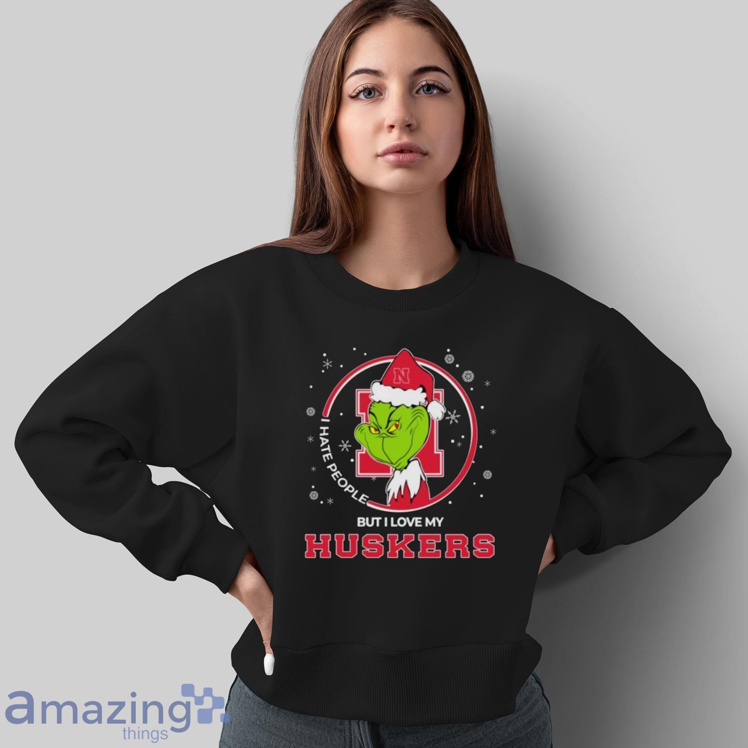 Christmas Grinch Santa I Hate People But I Love My Nebraska Cornhuskers Shirt Sweatshirt Hoodie image Christmas Grinch Santa I Hate People But I Love My Nebraska Cornhuskers Shirt Sweatshirt Hoodie - Sweatshirt