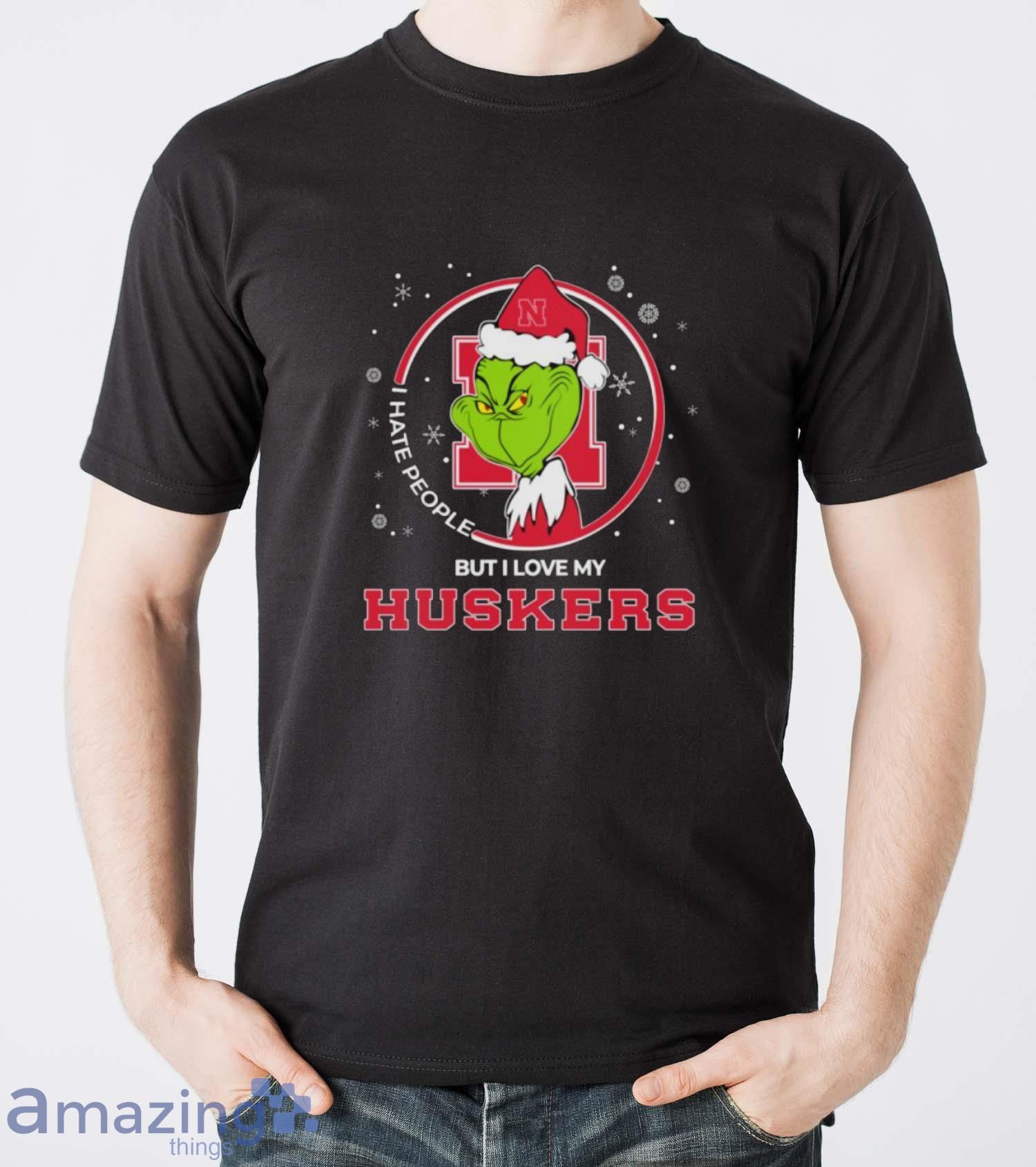 Christmas Grinch Santa I Hate People But I Love My Nebraska Cornhuskers Shirt Sweatshirt Hoodie image Christmas Grinch Santa I Hate People But I Love My Nebraska Cornhuskers Shirt Sweatshirt Hoodie - Men T-Shirt