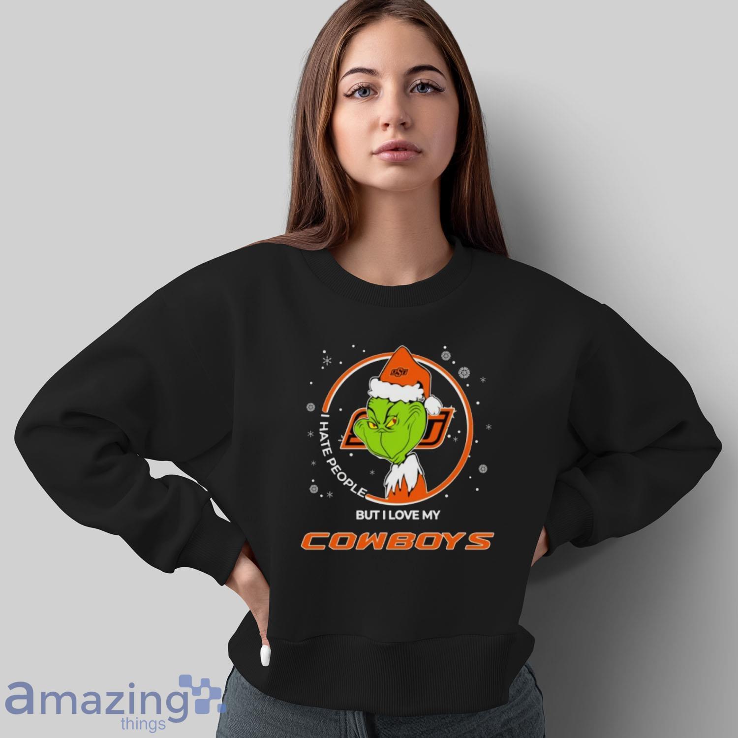 Christmas Grinch Santa I Hate People But I Love My Oklahoma State Cowboys Shirt Sweatshirt Hoodie image Christmas Grinch Santa I Hate People But I Love My Oklahoma State Cowboys Shirt Sweatshirt Hoodie - Sweatshirt