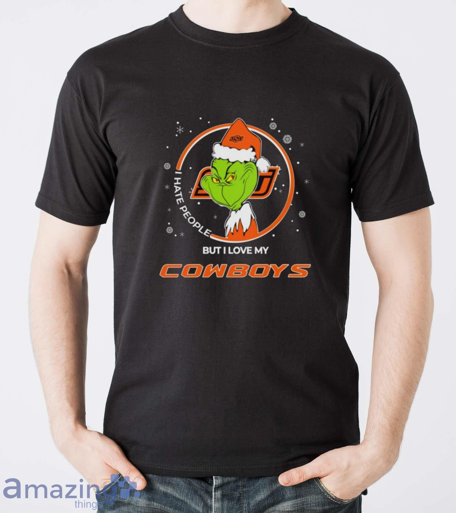 Christmas Grinch Santa I Hate People But I Love My Oklahoma State Cowboys Shirt Sweatshirt Hoodie image Christmas Grinch Santa I Hate People But I Love My Oklahoma State Cowboys Shirt Sweatshirt Hoodie - Men T-Shirt