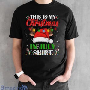 Christmas In July Santa Hat With Christmas Lights Men Women Long Sleeve T-Shirt - Black Unisex T-Shirt
