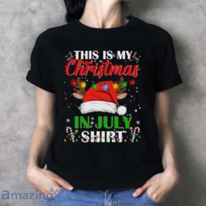 Christmas In July Santa Hat With Christmas Lights Men Women Long Sleeve T-Shirt - Ladies T-Shirt