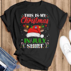 Christmas In July Santa Hat With Christmas Lights Men Women Long Sleeve T-Shirt - Black T-Shirt
