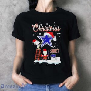 Christmas Snoopy and Charlie Brown Dallas Cowboys T-Shirt - Ladies T-Shirt