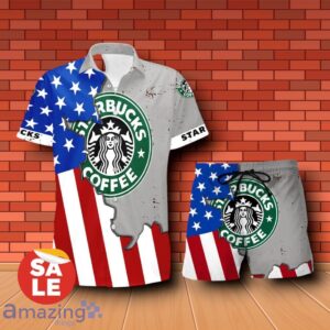 Coffee USA Flag Aloha Summer Beach Hawaiian Shirt & Shorts For Men Gift Ideas - Coffee USA Flag Aloha Summer Beach Hawaiian Shirt & Shorts For Men Gift Ideas 1